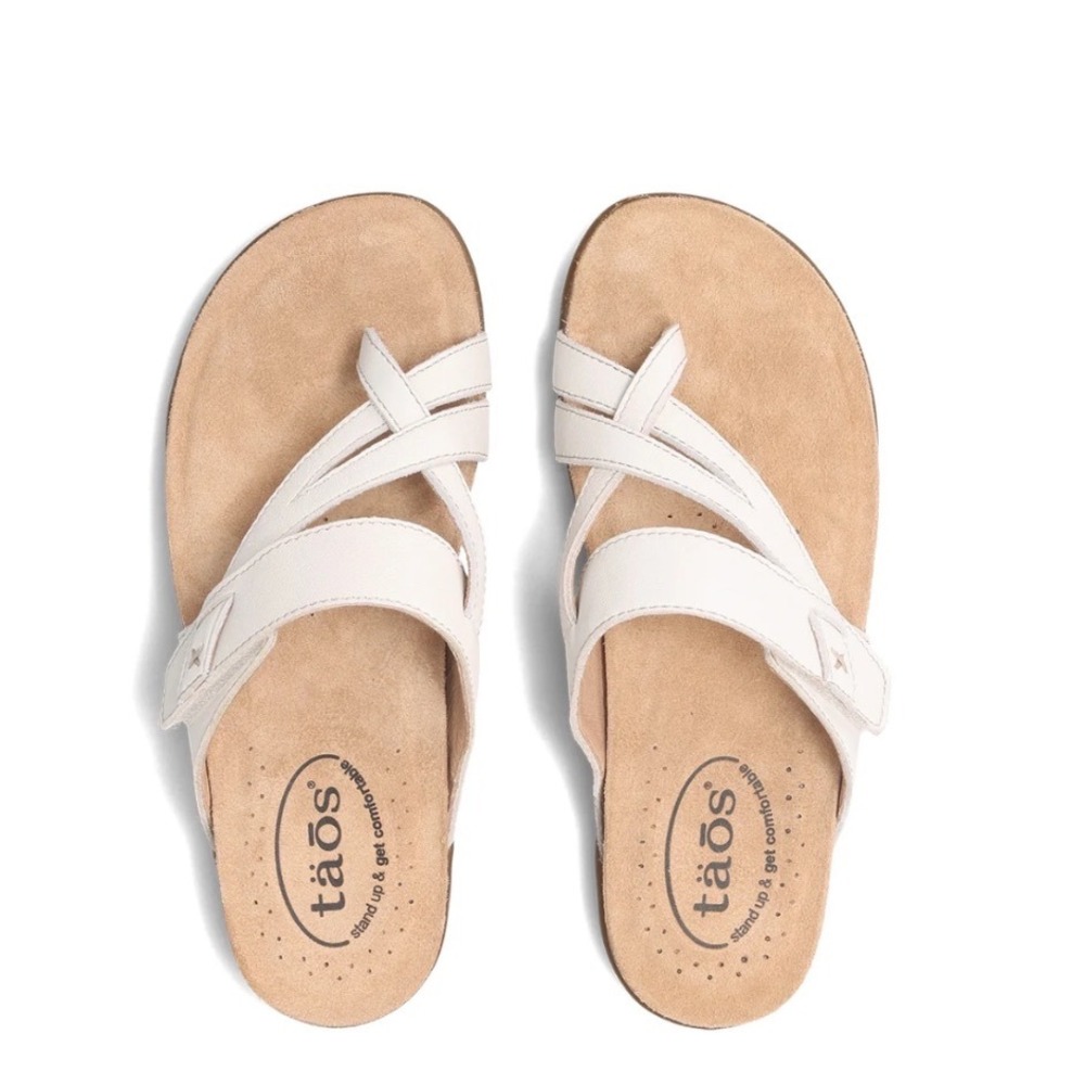 Taos Perfect White Leather Orthotic Comfort Strappy Sandals Women's Size 10